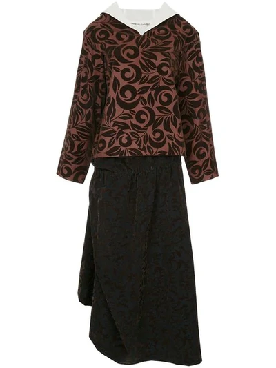 Pre-owned Comme Des Garçons Swirling Fleur Skirt Suit In Brown