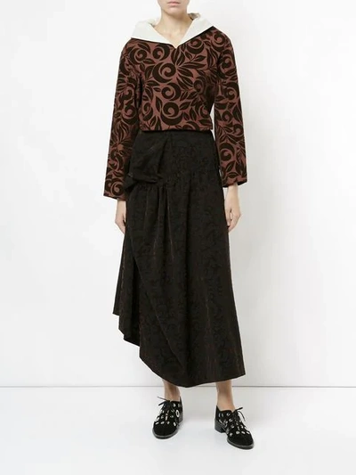 Pre-owned Comme Des Garçons Swirling Fleur Skirt Suit In Brown