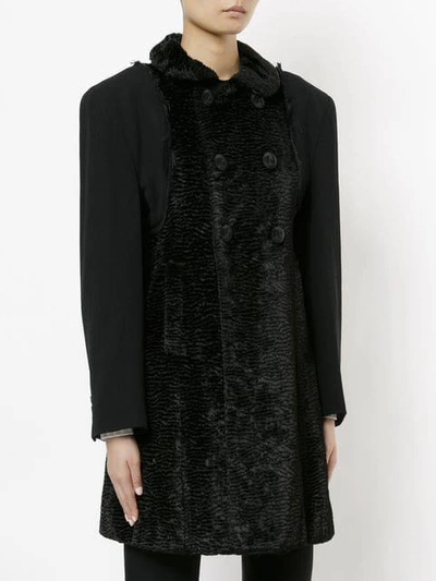 Pre-owned Comme Des Garçons Textured Double-breasted Coat In Black