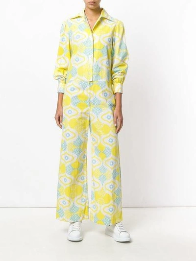 Pre-owned William Vintage Twiggy Print Jumpsuit - Yellow