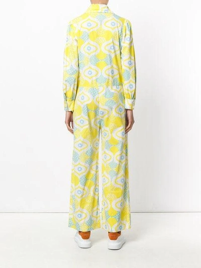 Pre-owned William Vintage Twiggy Print Jumpsuit - Yellow