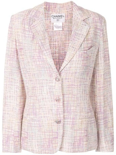 Pre-owned Chanel 1998 Boucle Knit Jacket In Pink