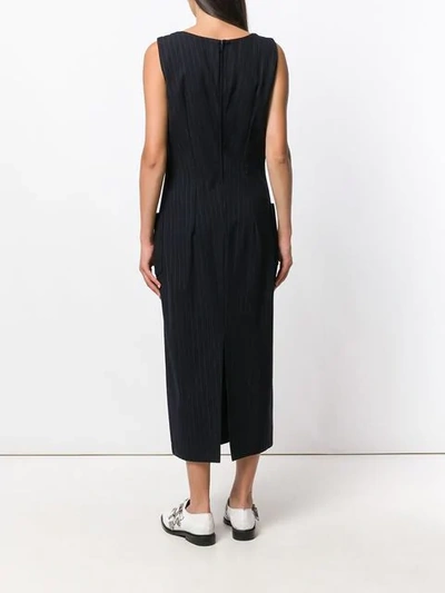 Pre-owned Comme Des Garçons 1992 Pinstriped Midi Dress In Black