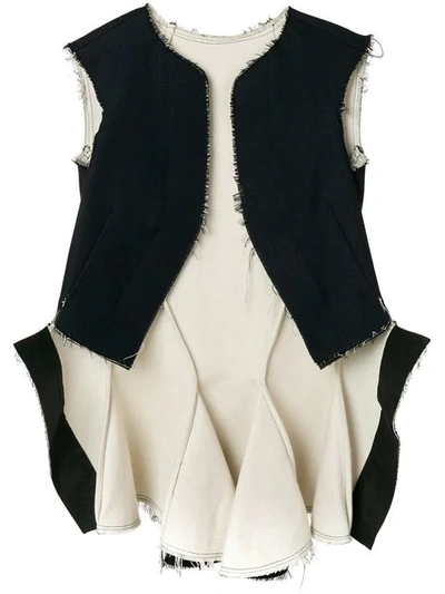 Pre-owned Comme Des Garçons 2003 Raw Edged Gilet In Blue