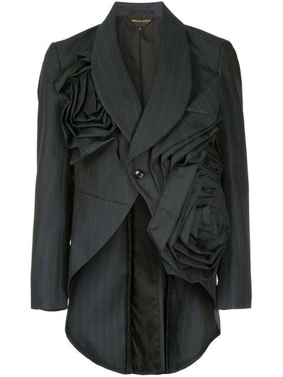 Pre-owned Comme Des Garçons Vintage 细条纹西装夹克 - 黑色 In Black