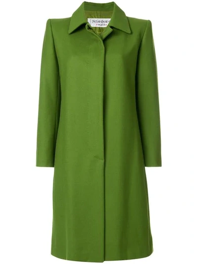 Pre-owned Saint Laurent Button Up Vintage Coat In Green