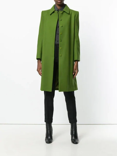 Pre-owned Saint Laurent Button Up Vintage Coat In Green