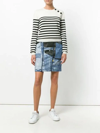 Pre-owned Dior  Denim Print Mini Skirt In Blue