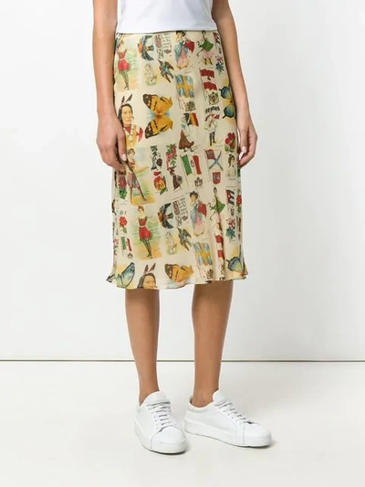 Pre-owned Dior  Multiprinted Double Layered Skirt In Neutrals