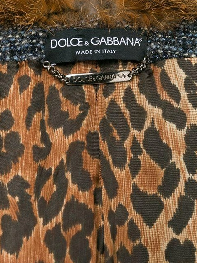 Pre-owned Dolce & Gabbana Fur Trim Bouclé Coat In Multicolour