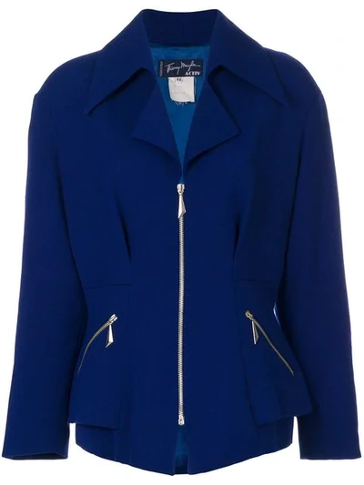 Pre-owned Mugler Semi-peplum Fitted Jacket In Blue