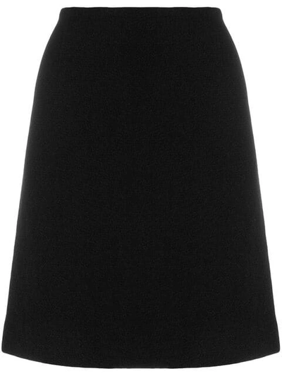 Pre-owned Moschino Vintage Midi A-line Skirt In Black