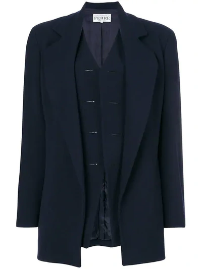 Pre-owned Gianfranco Ferre Vintage Gianfranco Ferre  Waistcoat Coat - Blue