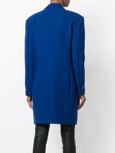 Shop Versace Vintage Padded Shoulder Coat - Blue