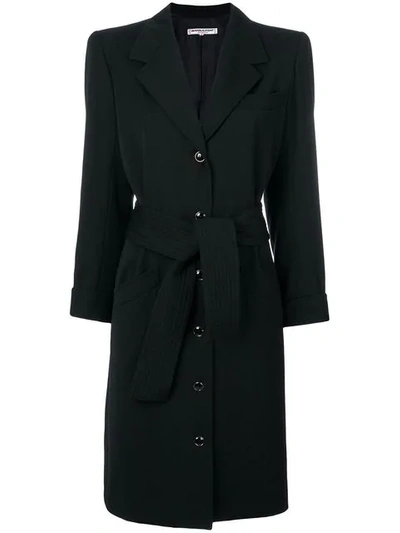 Shop Saint Laurent Yves  Vintage Belted Coat - Black