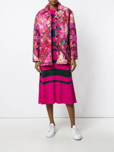 Pre-owned Kenzo Pegas Print Quilted Coat In Pink