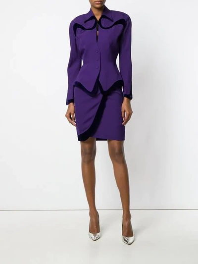 Shop Mugler Thierry  Vintage Skirt And Jacket Set - Purple