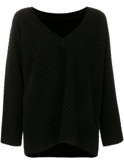 Pre-owned Alaïa V-neck Chunky Jumper In Black