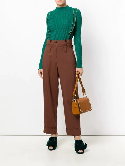 Pre-owned Jean Paul Gaultier Vintage High Waist Striped Trousers In Brown