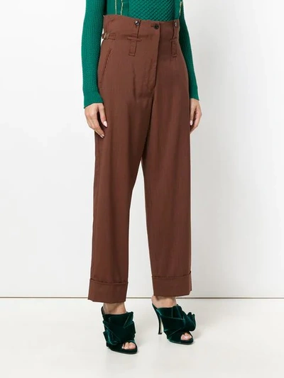 Pre-owned Jean Paul Gaultier Vintage High Waist Striped Trousers In Brown