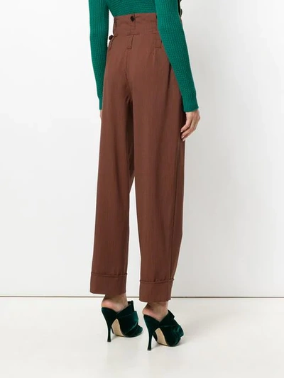 Pre-owned Jean Paul Gaultier Vintage High Waist Striped Trousers In Brown