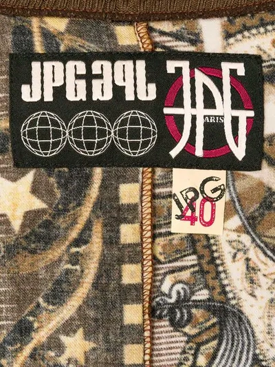 Pre-owned Jean Paul Gaultier Vintage Ribbed Detail Printed Jacket In Brown