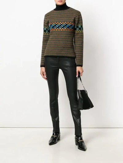 Pre-owned Jean Paul Gaultier Vintage Square Pattern Knit Jumper In Multicolour