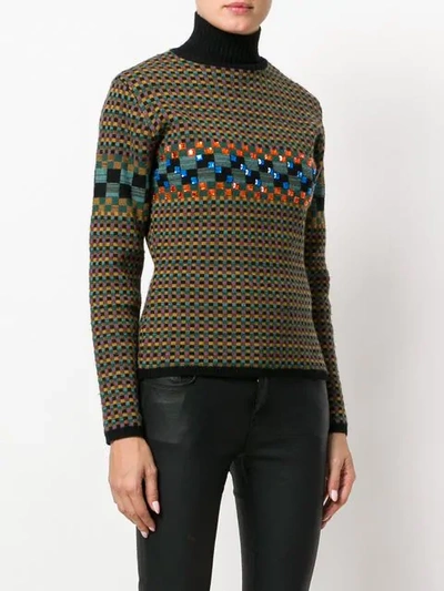 Pre-owned Jean Paul Gaultier Vintage Square Pattern Knit Jumper In Multicolour