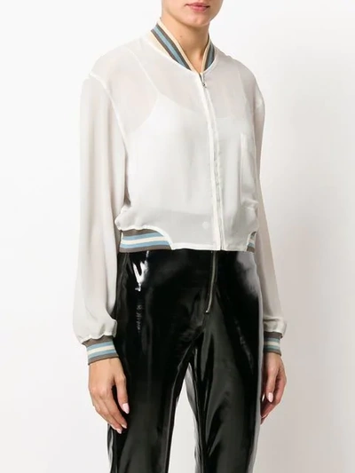 Pre-owned Jean Paul Gaultier Vintage Sheer Bomber Jacket In White