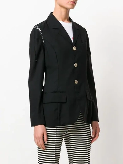 Pre-owned Jean Paul Gaultier Vintage Lace-up Sleeves Fitted Blazer In Black