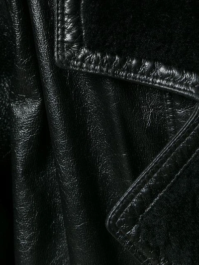 Pre-owned Versace Oversized Shearling Jacket In Black