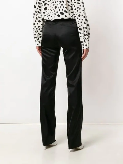 Pre-owned Versace Bootcut Satin Trousers In Black