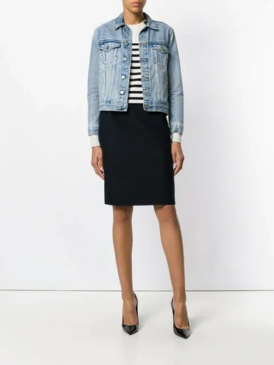 Pre-owned Saint Laurent Knee-length Pencil Skirt In Blue