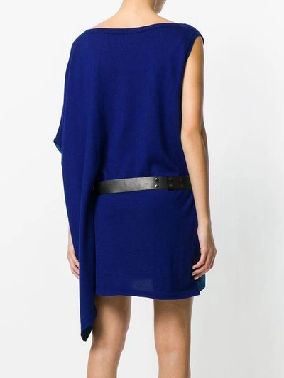 Pre-owned Hermes  Asymmetric Belted Dress In Blue