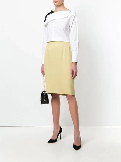 Pre-owned Saint Laurent Straight Skirt In Yellow