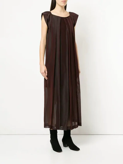 Pre-owned Yohji Yamamoto Vintage Pleated Maxi Dress In Red