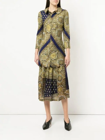 Pre-owned Comme Des Garçons Arabesque-print Skirt Suit In Blue