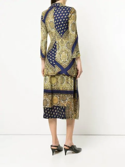 Pre-owned Comme Des Garçons Arabesque-print Skirt Suit In Blue