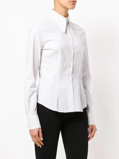 Pre-owned Dolce & Gabbana Pointed Collar Slim Shirt In White