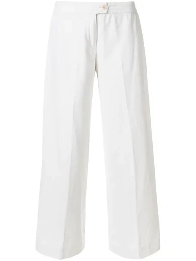 Pre-owned Moschino Vintage Wide-leg Trousers In White