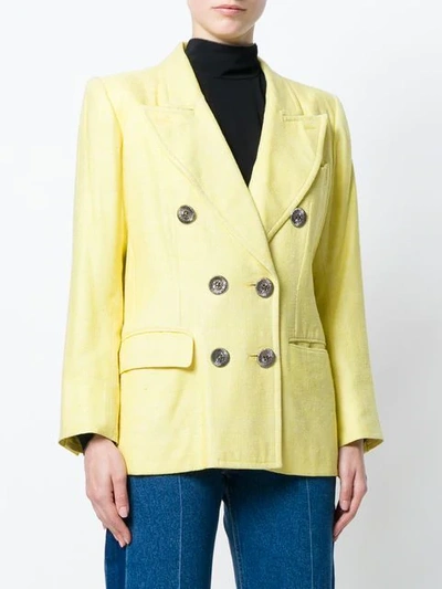 Pre-owned Saint Laurent Double Breasted Blazer In Yellow