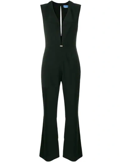 Pre-owned Mugler Deep V-neck Jumpsuit In Black