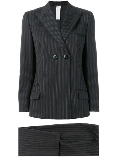 Pre-owned Versace Striped Suit In Black