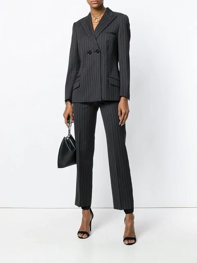 Pre-owned Versace Striped Suit In Black