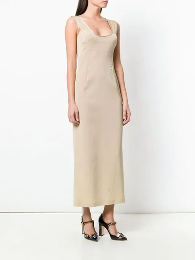 Pre-owned Dolce & Gabbana Sleeveless Bodycon Maxi Dress In Neutrals