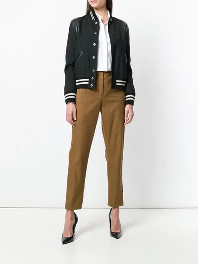 Pre-owned Saint Laurent Cropped High-rise Straight-leg Trousers In Brown