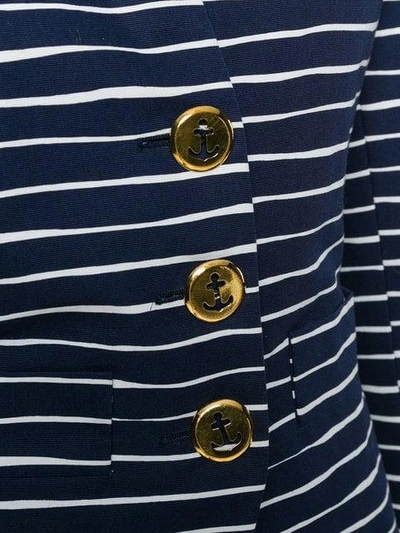 Pre-owned Saint Laurent Button-detailed Striped Jacket In Blue