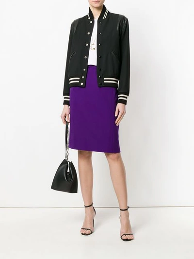 Shop Saint Laurent Yves  Vintage Pencil Skirt - Purple