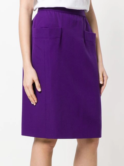 Shop Saint Laurent Yves  Vintage Pencil Skirt - Purple