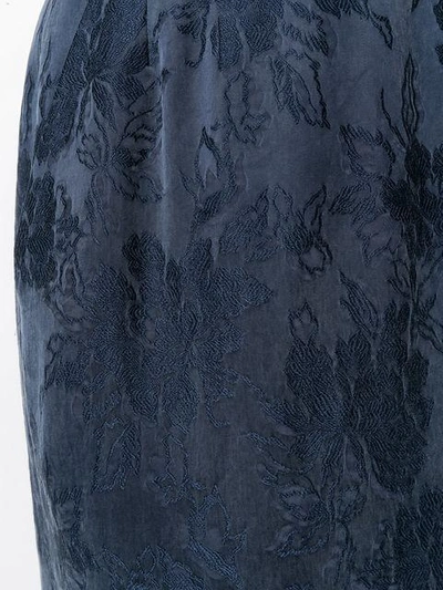 Pre-owned Saint Laurent Floral Jacquard Straight Skirt In Blue